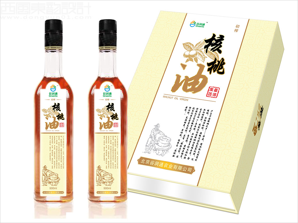 北京谷潤通農(nóng)業(yè)公司核桃油瓶簽禮盒包裝設(shè)計(jì)